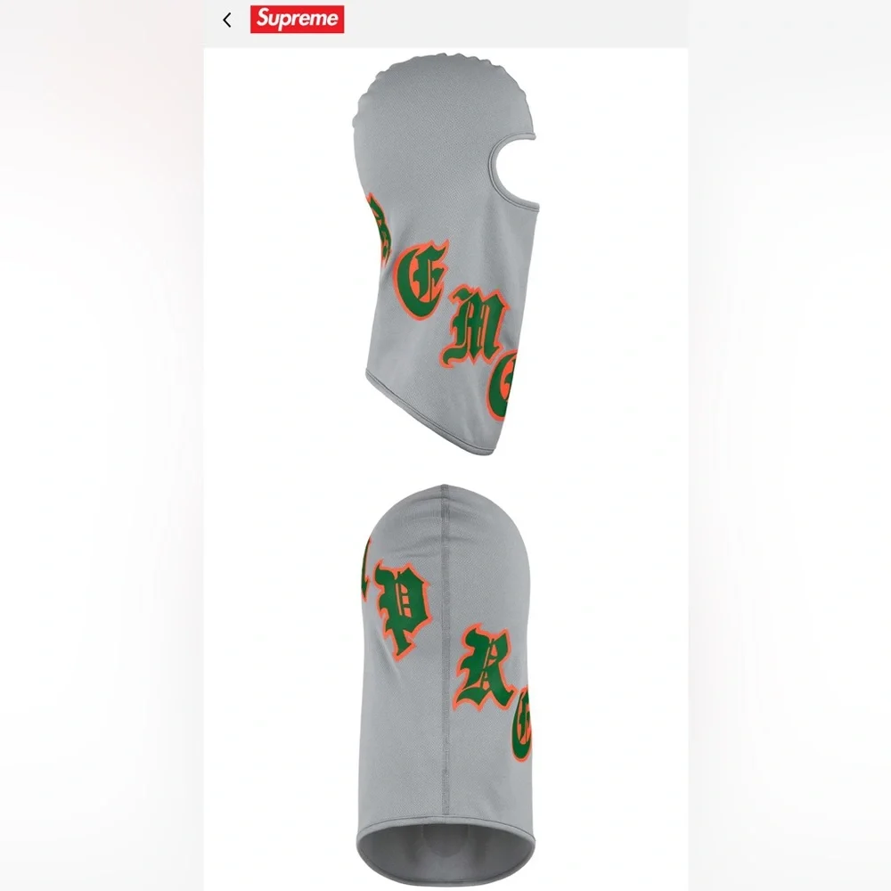 Supreme Gray Balaclava with Green and Orange Accents